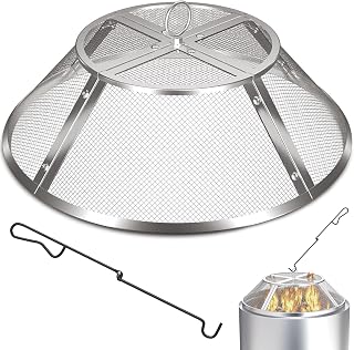 TUSGENK Fire Pit Spark Screen for Solo Stove Bonfire, 19.5 Inch | 304 Stainless Steel, Detachable Spark Shield for Backyard Family Fires, Camping, and Marshmallow Roasting