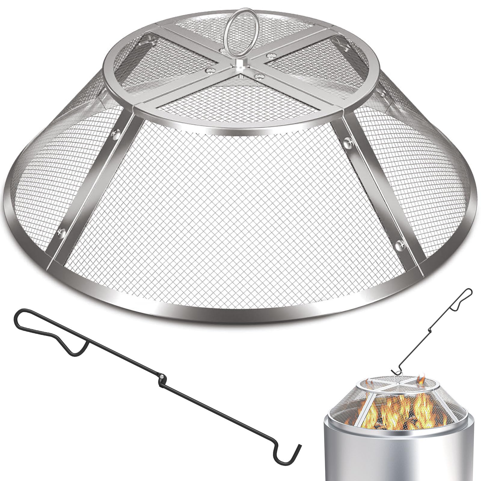 TUSGENK Fire Pit Spark Screen for Solo Stove Bonfire, 19.5 Inch | 304 Stainless 