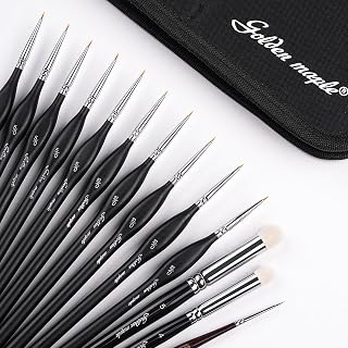 Detailing Brush Set - Golden Maple 13pcs Miniature Paint Brushes and Dry Brush Set for Fine Detail Paint, Acrylic Painting, Watercolor, Oil, Models