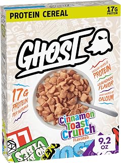 Ghost Cinnamon Toast Crunch Protein Cereal, 17g Protein, 9.2 oz | Good Source of Calcium, Crunchy Cinnamon Squares, Pairs with Ghost Whey, Great for Breakfast