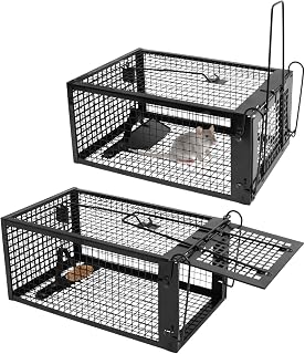 Humane Rat Trap Cage - Reusable Live Animal Traps for Indoor & Outdoor Use - Effective for Mice, Voles, Chipmunks - Safe & Easy Set Rodent Trap