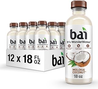 Bai Antioxidant Infused Water Beverage, Molokai Coconut, with Vitamin C and No Artificial Sweeteners, 18 Fluid Ounce Bottle, 12 Pack