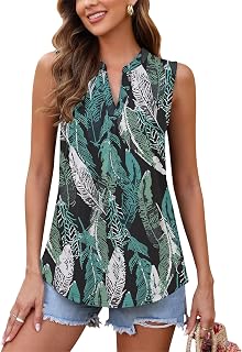 WNEEDU Womens Summer V Neck Tank Top Pleated Dressy Shirts 2026