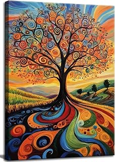 Abstract Tree of Life Canvas Wall Art Colorful Graffiti Tree Decor painting Pictures Modern Landscape Trees Posters Prints for living room Bathroom Bedroom Office Hallway Home Decoration
