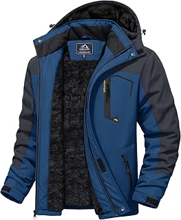 MAGCOMSEN Men's Winter Coats Water Resistant Ski Snow Jacket Warm Fleece Jacket Parka Raincoats With Hood Multi-Pockets