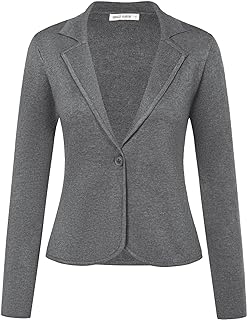 GRACE KARIN Women Sweater Blazer Casual Work Cropped Cardigan Lightweight Button Front Short Knit Blazer Jacket S-XXL