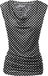 Zeagoo Women High Neck Ruffled Sleeveless Stretch Side Ruched Tank Top