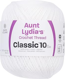 Aunt Lydia Value Crochet Cotton, White - 151.0201 | 100% Mercerized Cotton 3-Ply Thread for Doilies, Tablecloths, Bedspreads, Apparel and Home Decor, 1,000 yards/914m