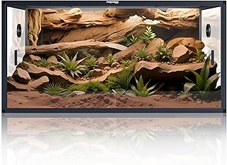 Phailozoo 120 Gallon Reptile Terrarium, Stackable 4x2x2 Reptile Enclosure | Reptile Tank with Front Sliding Tempered Glass Doors, Optimal Ventilation & Light Penetration by Rust Proof Mesh Top