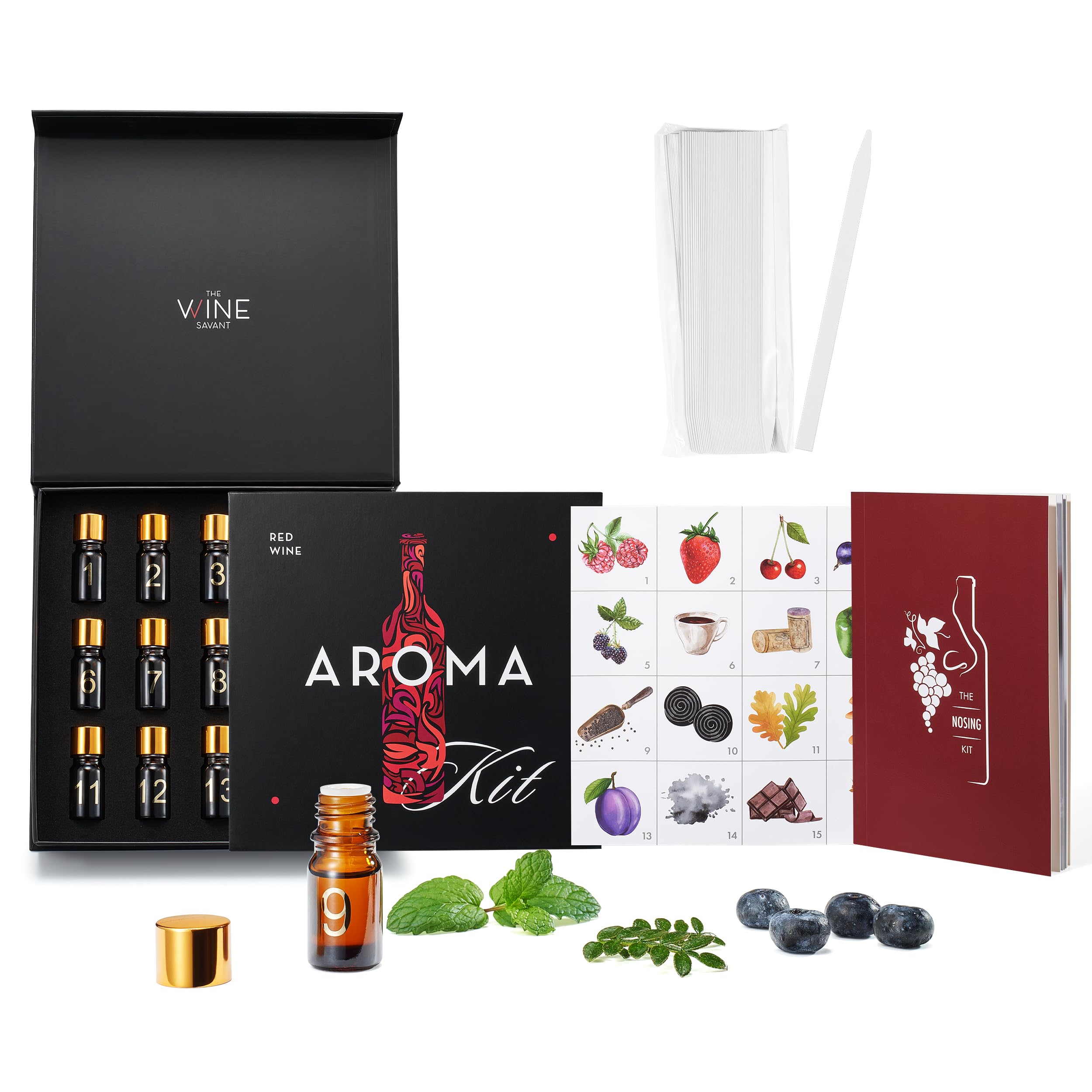 Red Wine Aroma Kit, Tasting & Smelling Aroma Set for Red Wines, 15 Aromas, Train
