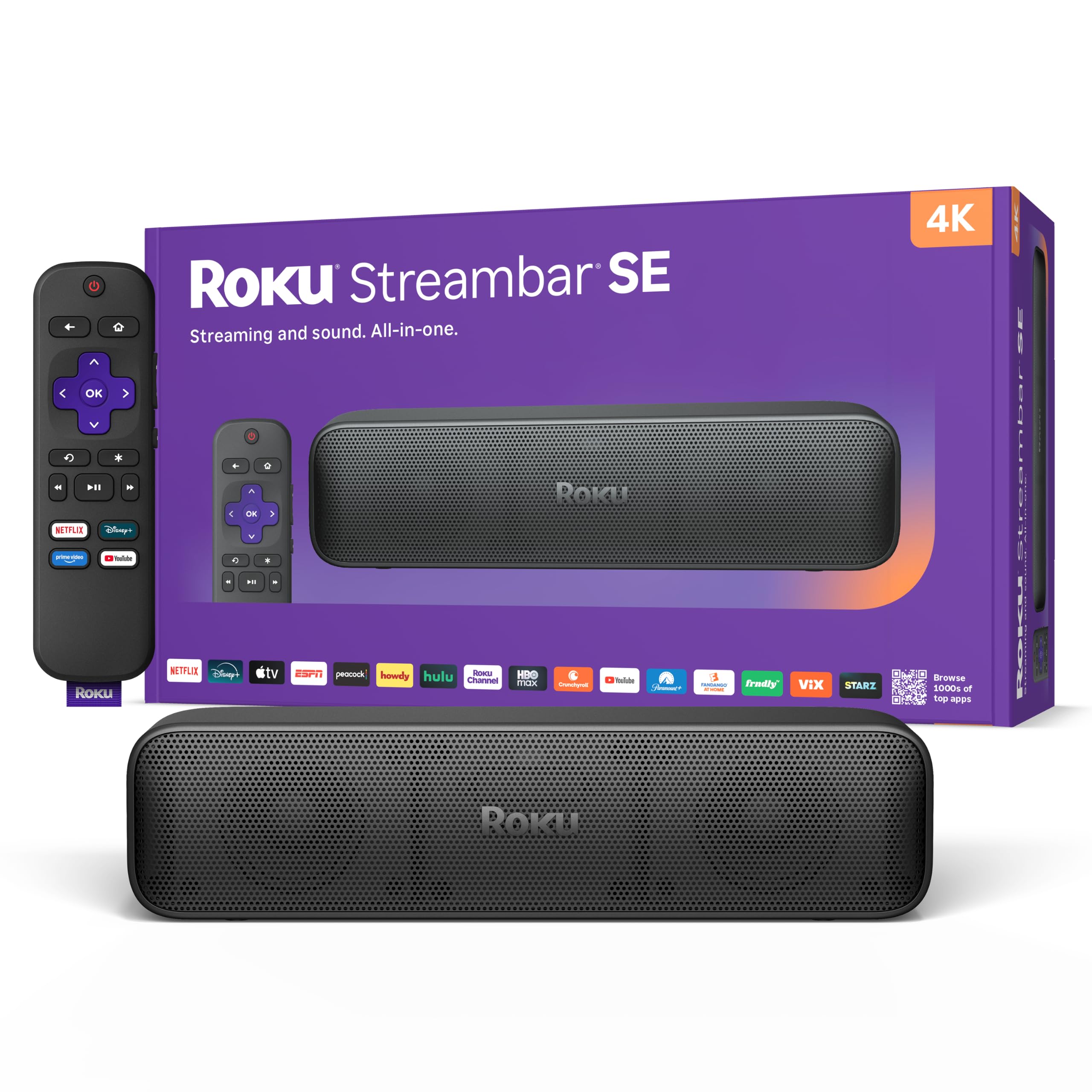 Roku Streambar SE, 4K Soundbar with Built-in Streaming Device | TV Soundbar with