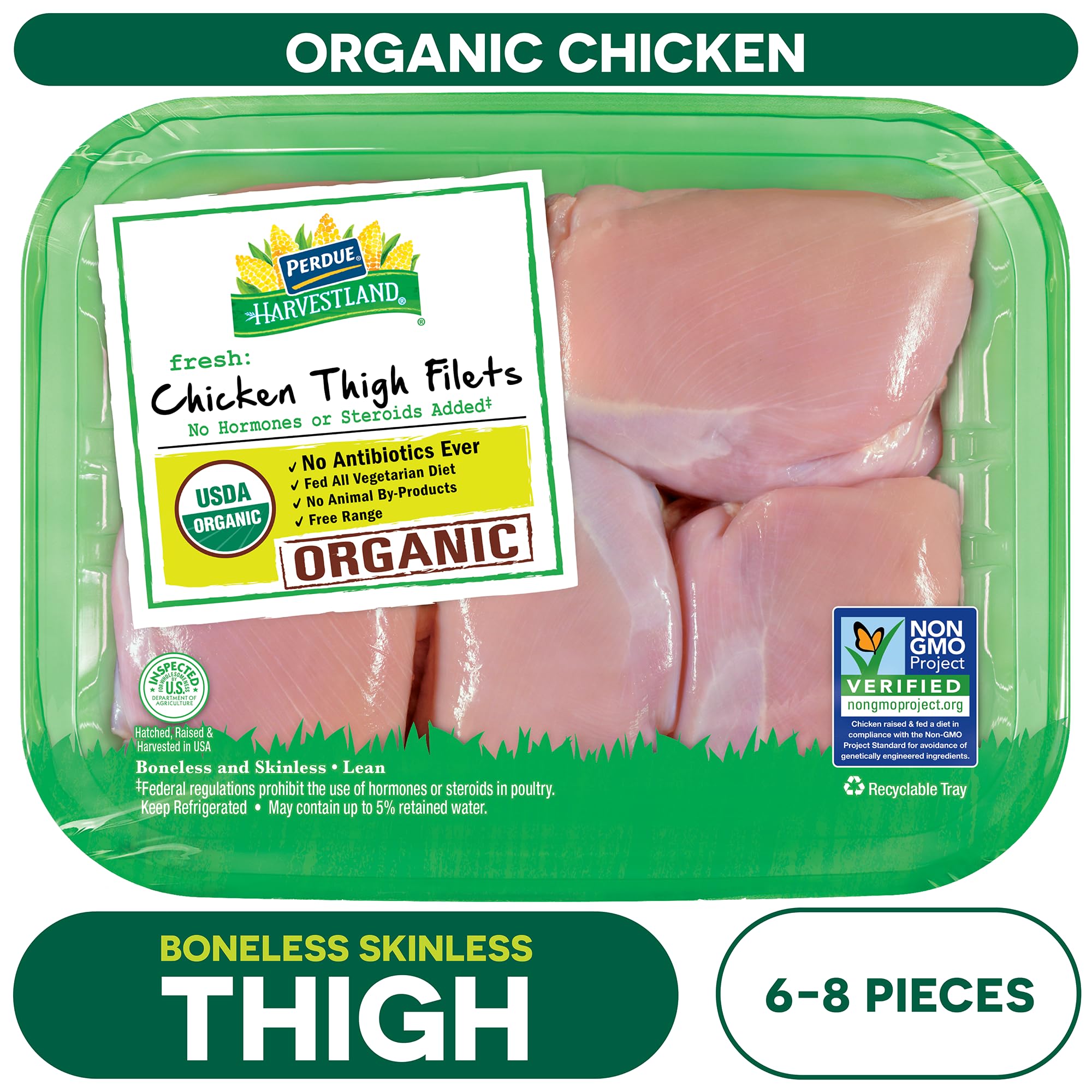 PERDUE HARVESTLAND Fresh Organic Boneless Skinless Chicken Thighs, Weight Varies