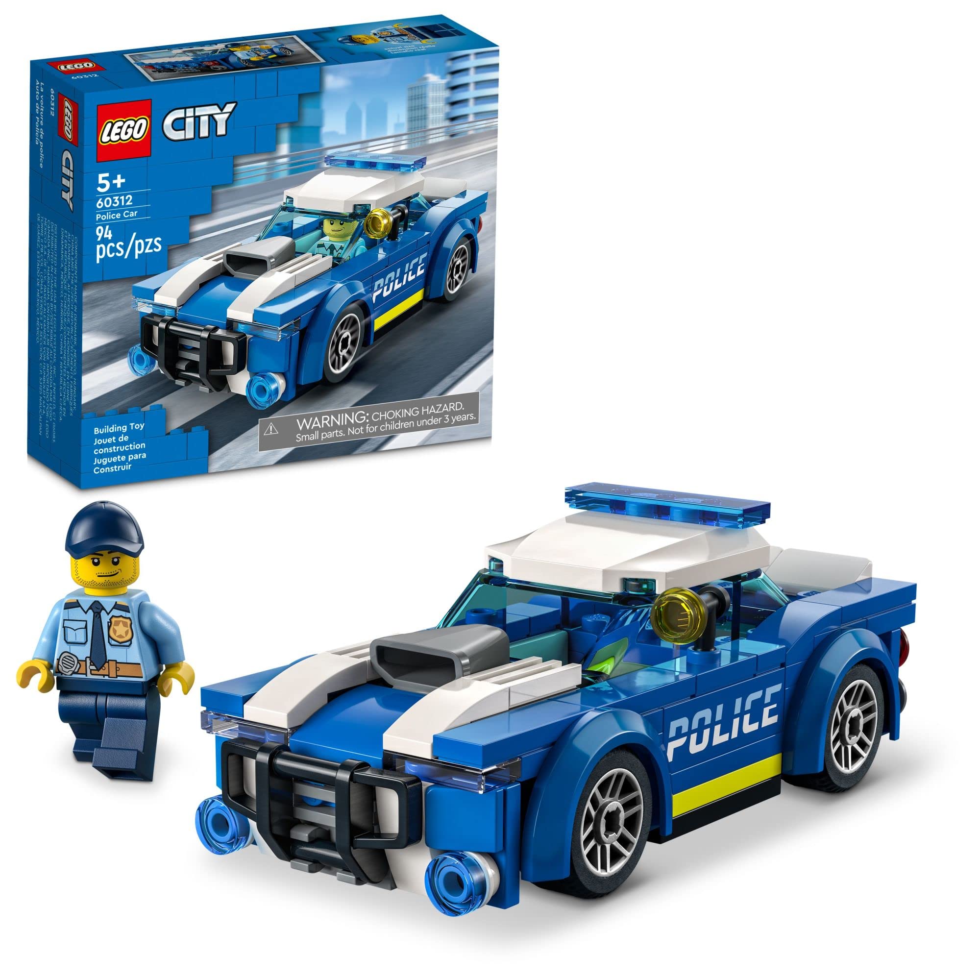 LEGO City Police Car Toy 60312 for Kids 5 Plus Years Old with Officer Minifigure