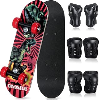 Honoson 7 Pcs Skateboard Kids Set | Skateboard for Beginners Kids Age 2-6, 8-10, Small Skate Board for Boys Girls, Teens, Children, Compelete Safety Gear