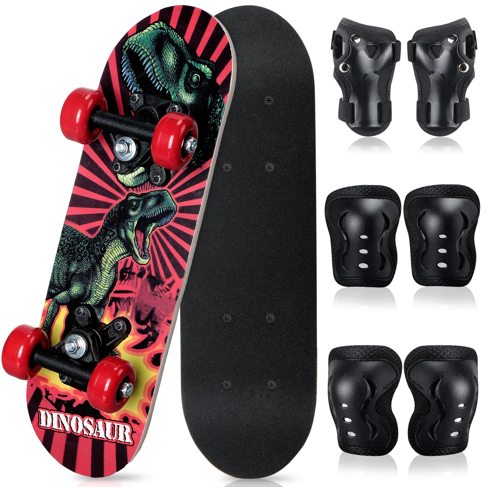 Honoson 7 Pcs Skateboard Kids Set | Skateboard for Beginners Kids Age 2-6, 8-10,
