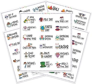 Seasonal Holiday & Journal Stickers - Planner & Calendar Accessories for Women, Adults & School, 4 Sheets, Premium Matte, Mini Size