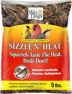 Wild Delight Sizzle N' Heat Wild Spicy Bird Seed to Deter Squirrels | No Fillers, Corn, Milo, Millet. Premium Ingredients Make Up This Hot Bird Seed Squirrel Proof. Attract The Extraordinary