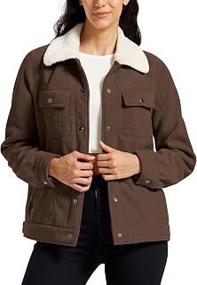 MoFiz Fleece Jackets Women Winter Corduroy Jacket with Buttons Warm Fashion Casual Coat and 4 Pockets