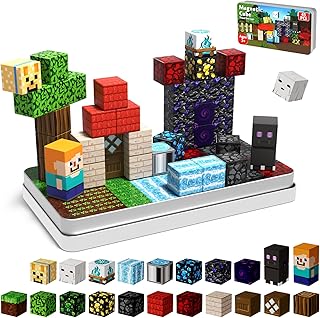 GraceDuck Portable Travel Magnetic Building Blocks 45 Pieces with Iron Box, Cute Fun Magnetic Blocks Sensory Learning Toys for Kids Aged 3 4 5 6 7 8 Year Old Boys Girls Christmas Birthday Gift