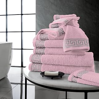 GC GAVENO CAVAILIA Towel Bale Set 500 GSM | 8 Piece Towel Set | 2 Hand Towel + 2 Bath Towel + 4 Face Towel | Family Pack Egyptian Cotton Towel Set | Blush Pink