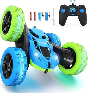 Hamdol Remote Control Stunt Car for Kids, 360° Rotating Double-Sided RC Car with LED Headlights, 4WD 2.4GHz Electric Rechargeable Toy Vehicle for Boys and Girls, Perfect Birthday