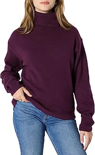 Amazon Essentials Women's Relaxed-Fit Cotton Blend Turtleneck Pullover Sweater with Dropped Shoulders, Rib Trim