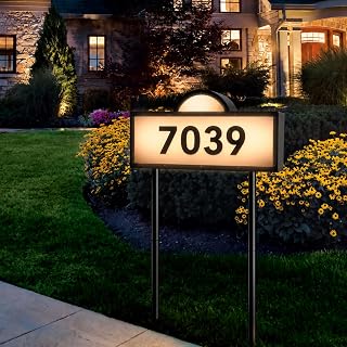 Solar Address Sign with Warm/Cold White, Solar Address Signs for Yard | IP65 Waterproof Solar House Numbers for Outside, LED Solar Numbers Wall Mounted & In Ground