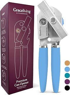 Heavy Duty Manual Can Opener with Magnetic Lid Lifter, Blue