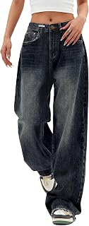 EMMIOL baggy jeans woman mid low waist streetwear straight jeans wide leg casual pants women