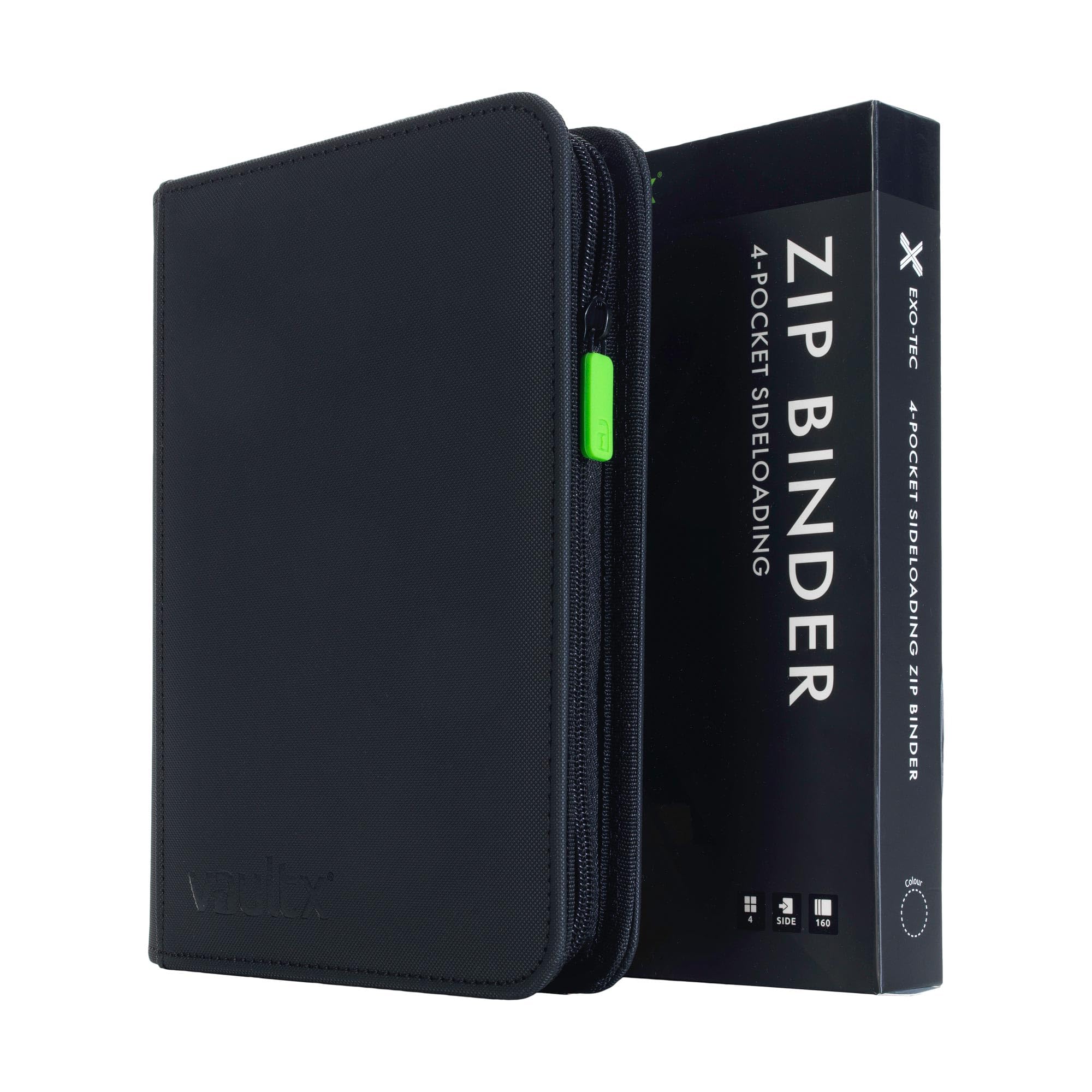 Vault X 4 Pocket Zip Trading Card Binder 160 Cards Exo-Tec (Black) | Holds 160 s