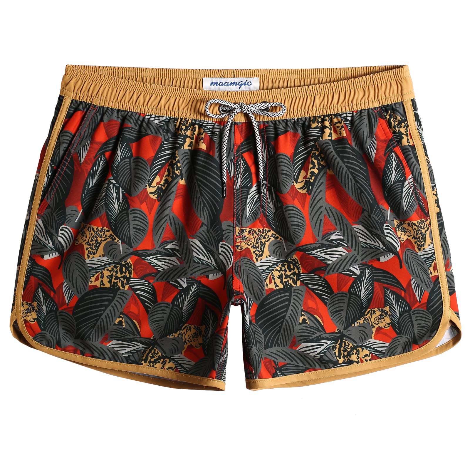 MaaMgic Pantalones cortos de natación para hombre, estilo vintage, secado rápido