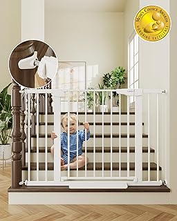 Cumbor 30-46" Baby Gate for Stairs, Auto Close Dog Gate for Doorways White | Toddler Safety Essentials for the House, Mom's Choice Awards Winner-Easy Install Pressure/Hardware Mounted Pet Gate for Dogs