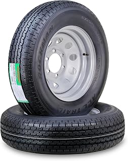 ROCKMAN Trailer Tire Wheel ST225/75R15 10PR E 117M 6X5.5 Silver Mod Rim,Pk2 | 6 Lug on 5.5" PCD Rim Assembly Load Range E