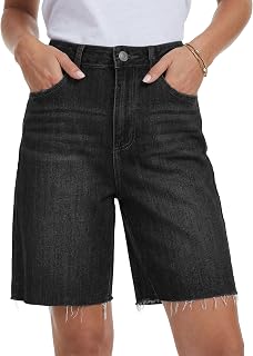 YUCOLEN Jean Shorts Womens High Waist Knee Length Stretchy Y2k Denim Shorts