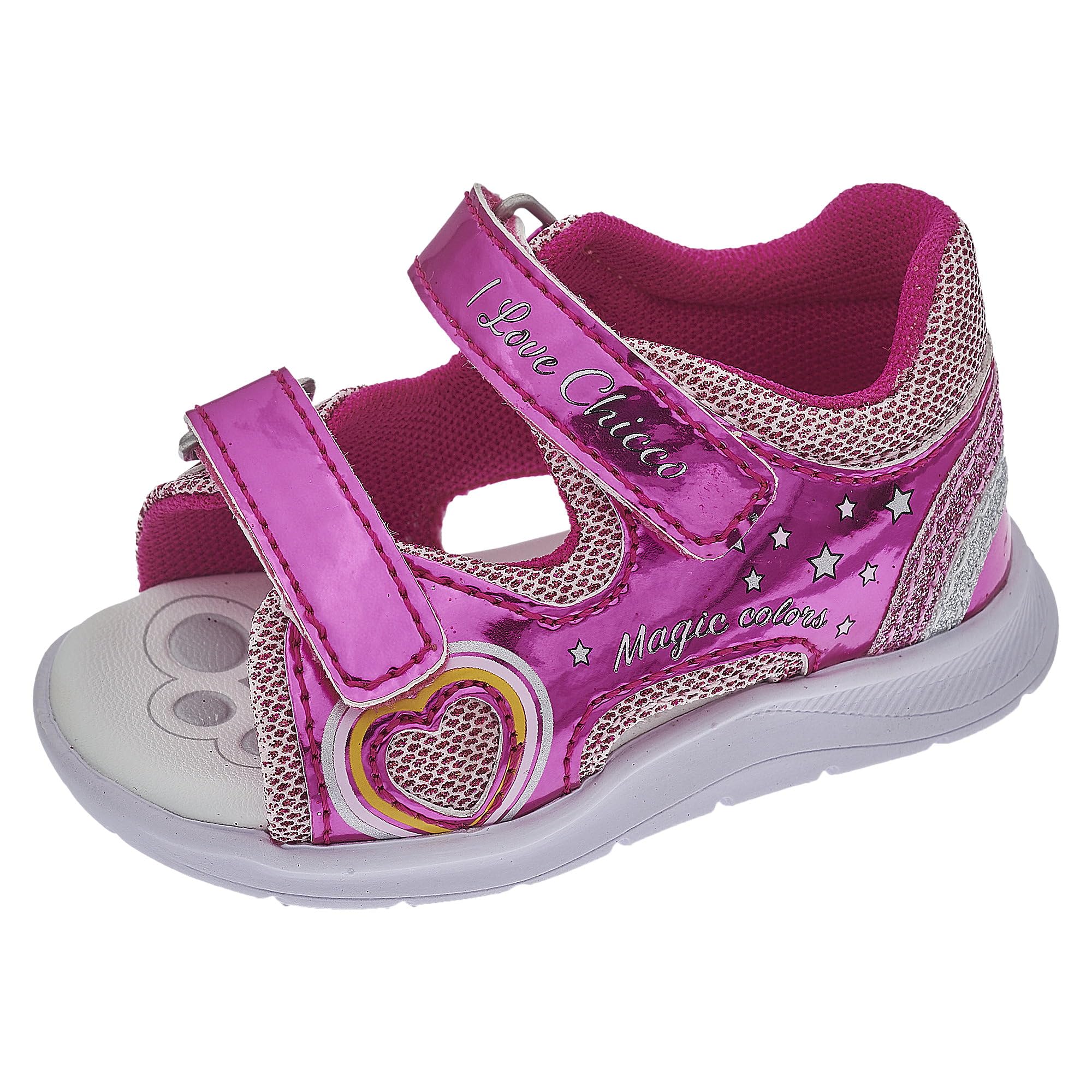 Chicco Sandali Con Doppio Velcro Fucsia, Confortevoli, Leggeri, Flessibili E Tra