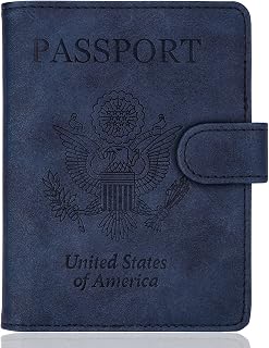 WALNEW Passport Holder for Travel, RFID Passport Wallet, Travel Essentials, Navy Blue, 4.2x5.6 inches, E-style