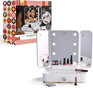 FAO Schwarz Girls Vanity Makeup Studio Low Profile 24pc with Diamond Pull