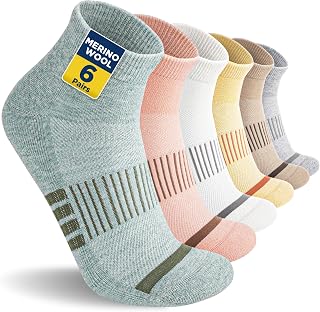 Niofind Merino Wool Hiking Socks, Walking Socks for Men & Women, 6 Pairs