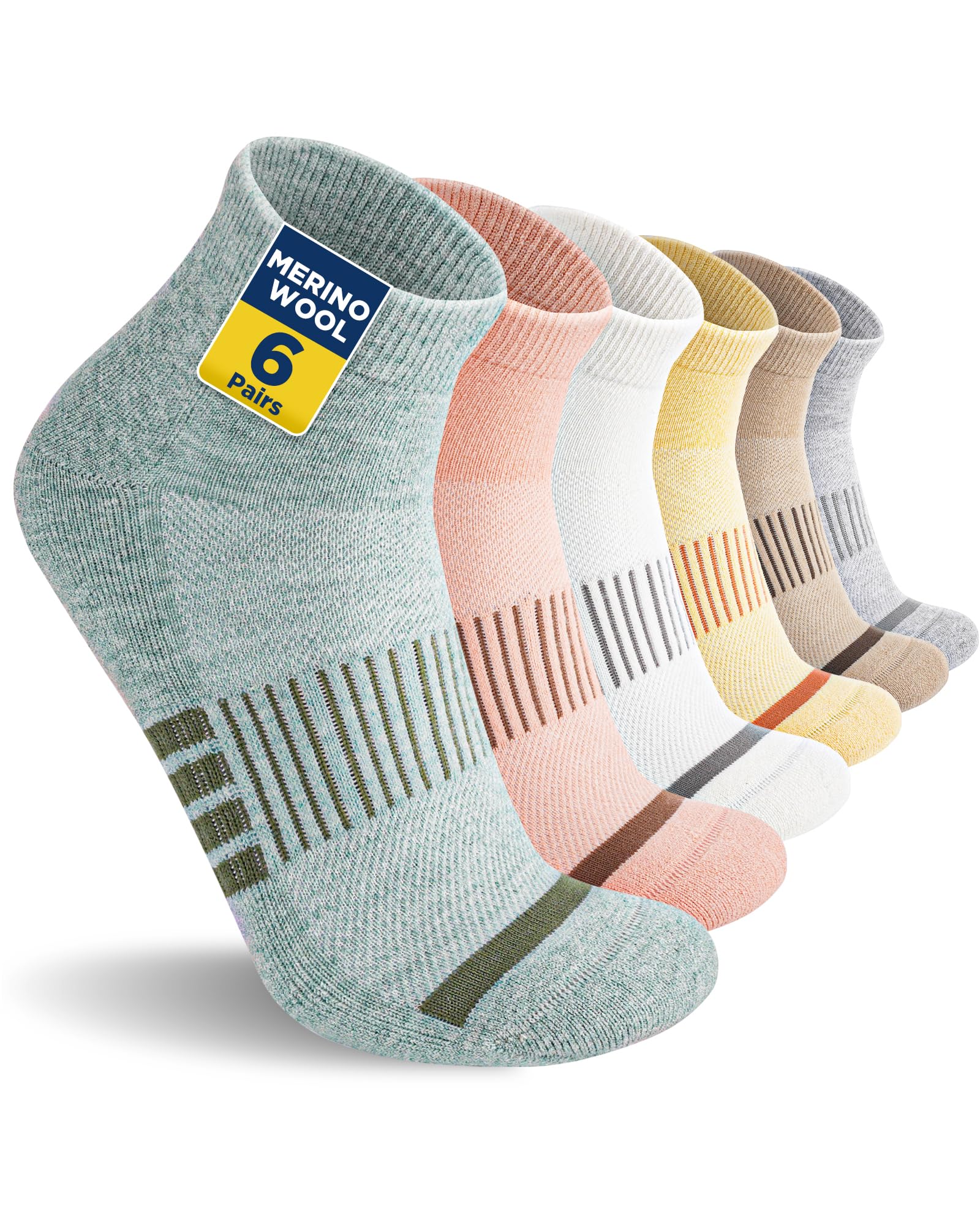 Niofind Merino Wool Hiking Socks, Walking Socks for Men & Women, 6 Pairs