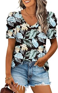 XIEERDUO Camisetas y blusas de manga 3/4 para mujer, estilo casual, cuello redondo, ropa de moda, ajuste holgado, a la moda
