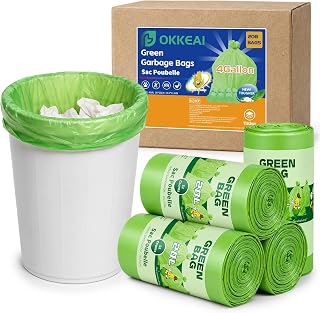 OKKEAI 4 Gallon Compost Food Waste Bags, Green Small Garbage Bags, 208 Bags