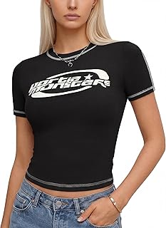 EMMIOL Top estivi Abbigliamento per bambini T-shirt grafica con logo a maniche corte, nero, XX-Large
