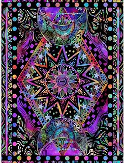 Blacklight Sun and Moon Tapestry Glow in The Dark Neon Hippie Bohemian Tapestries for Bedroom Aesthetic UV Reactive Purple Celestial Tie Dye Tapestry Wall Hanging for Living Room Dorm (40'' × 30'')