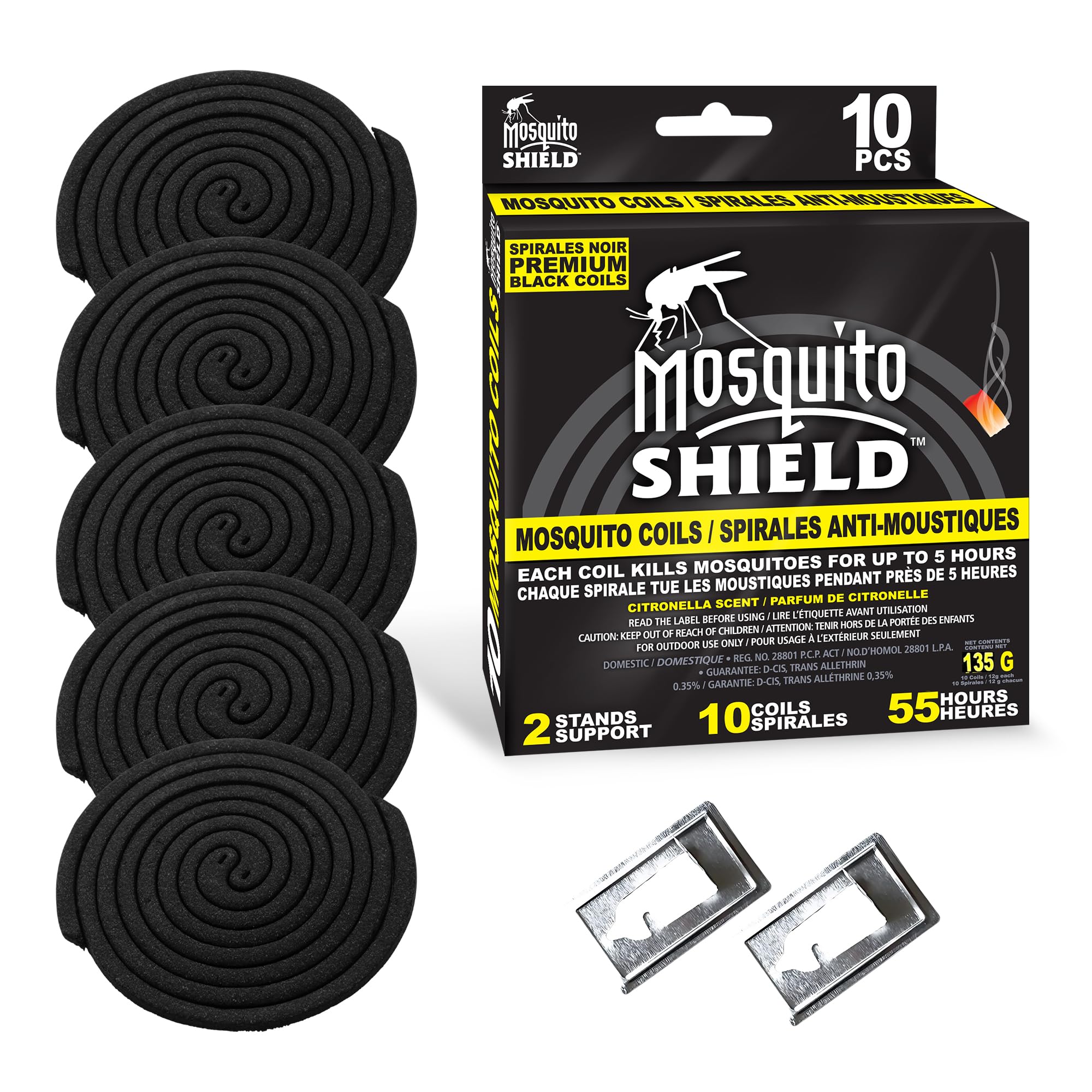 Mosquito Shield - 55-Hour Mosquito Coils with Citronella, 10 High-Performance Mo
