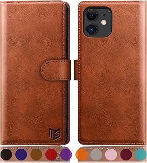 SUANPOT for iPhone 11 6.1 inch (Non 11 Pro 5.8") Leather Wallet case with RFID Blocking Credit Card Holder, Flip Book Phone case Shockproof Cover Pocket for Women Men for Apple 11 case Light Brown