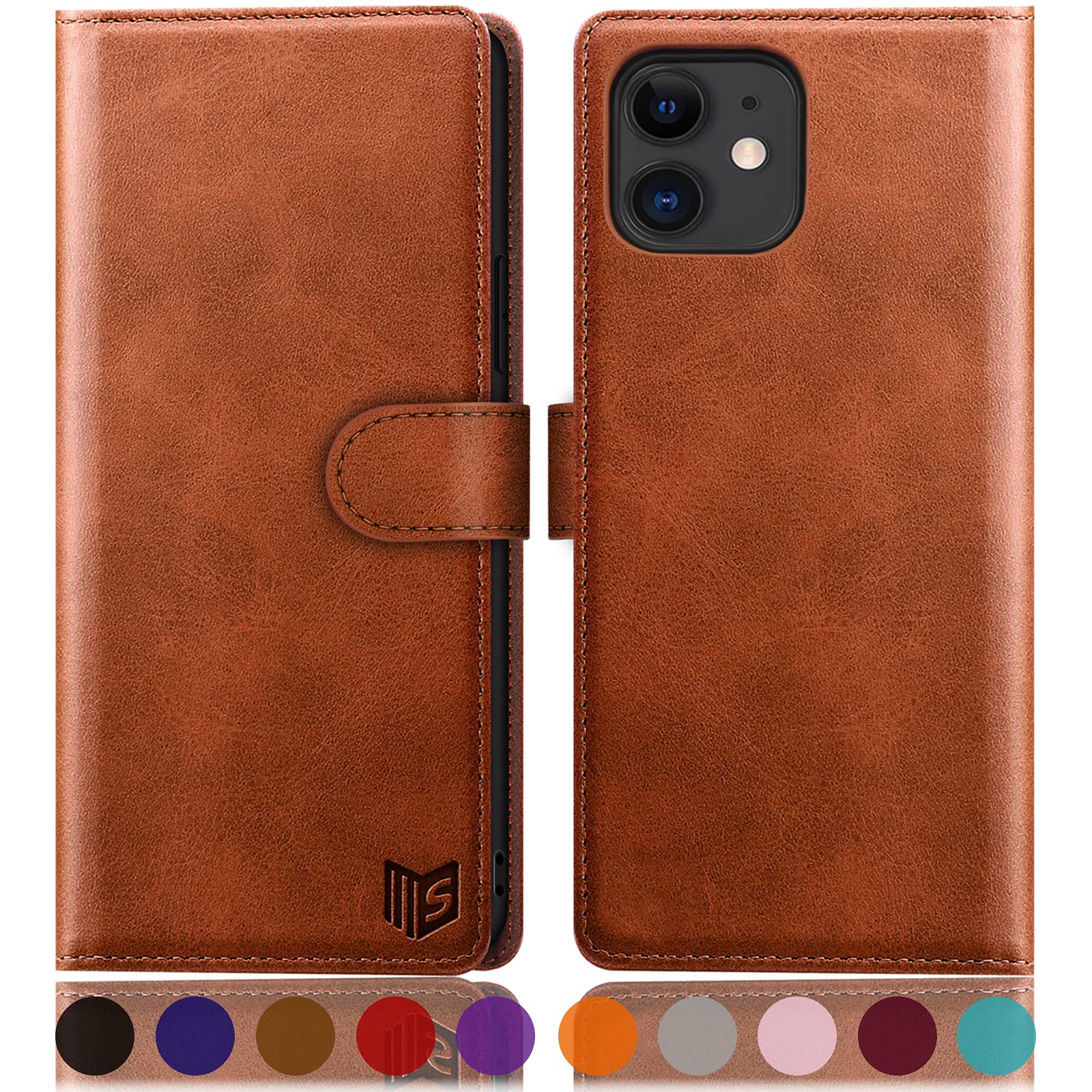 SUANPOT for iPhone 11 6.1 inch (Non 11 Pro 5.8") Leather Wallet case with RFID B