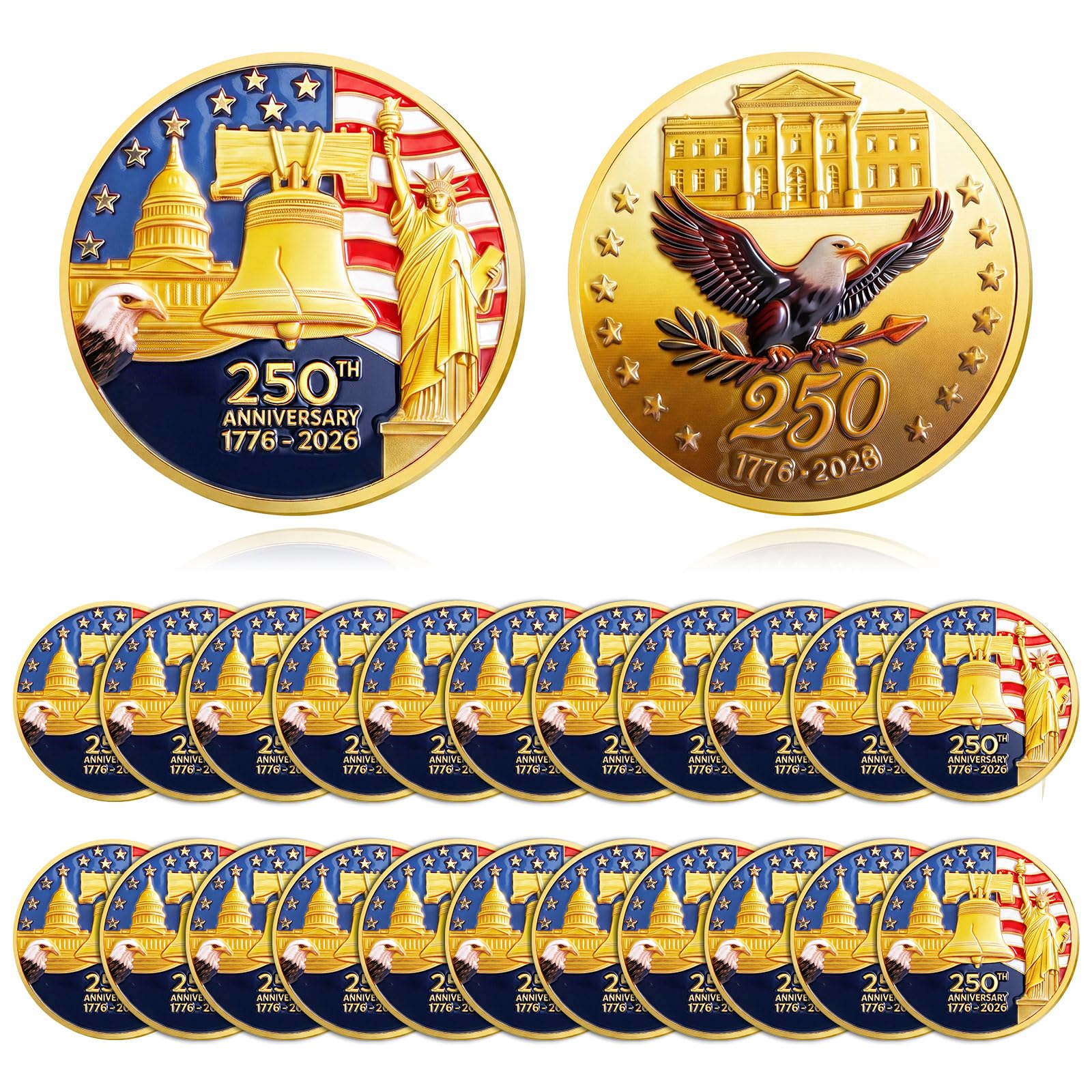 Highergo 20 Pcs 250th Anniversary USA Commemorative Coins Eagle,Style 1 | Vetera