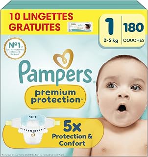 Pampers Premium Protection Nappies Size 1 x 180 cm + 10 Baby Wipes
