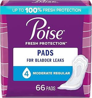 Poise Incontinence Pads & Postpartum Incontinence Pads, 4 Drop Moderate Absorbency, Regular Length, 66 Count
