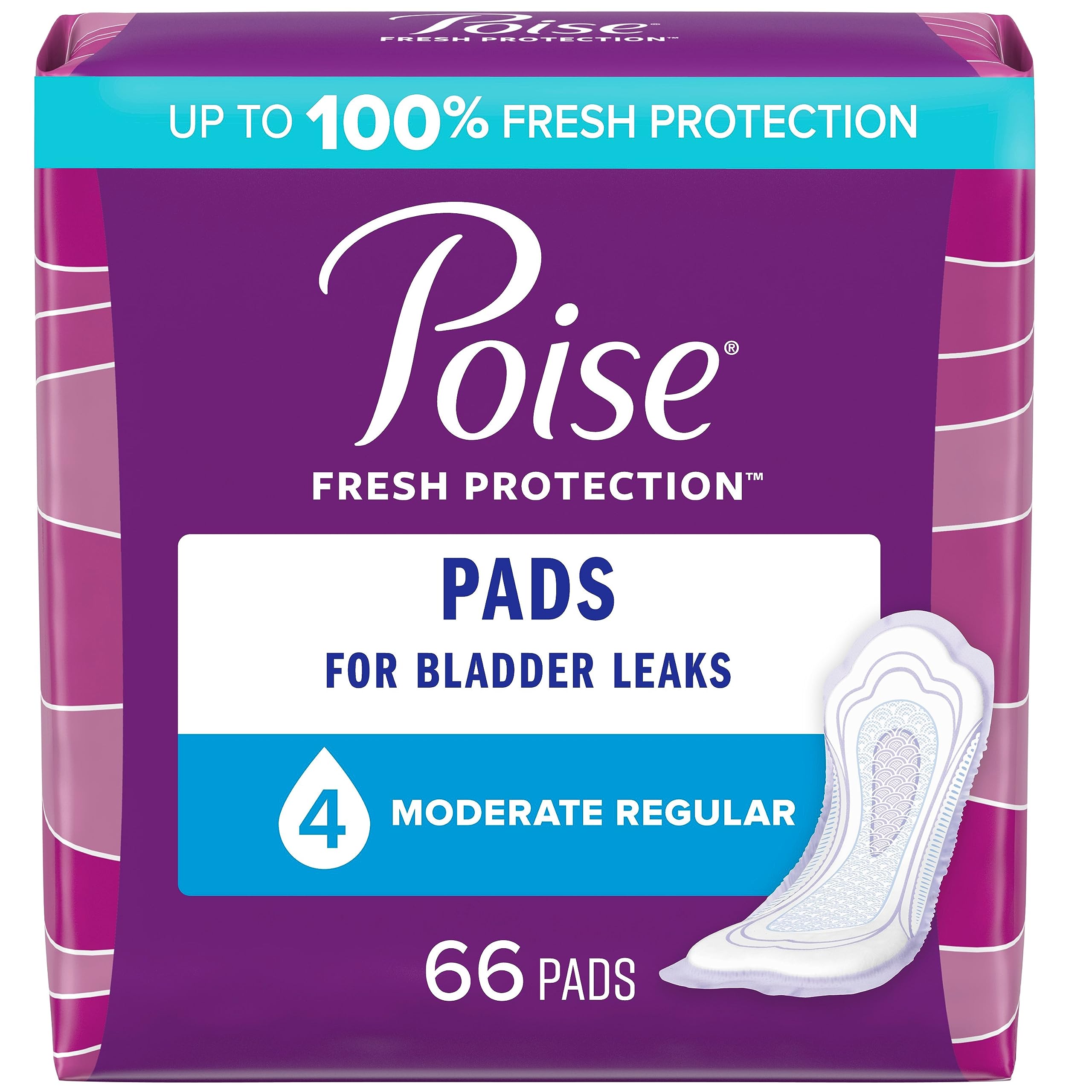 Poise Incontinence Pads & Postpartum Incontinence Pads, 4 Drop Moderate Absorben